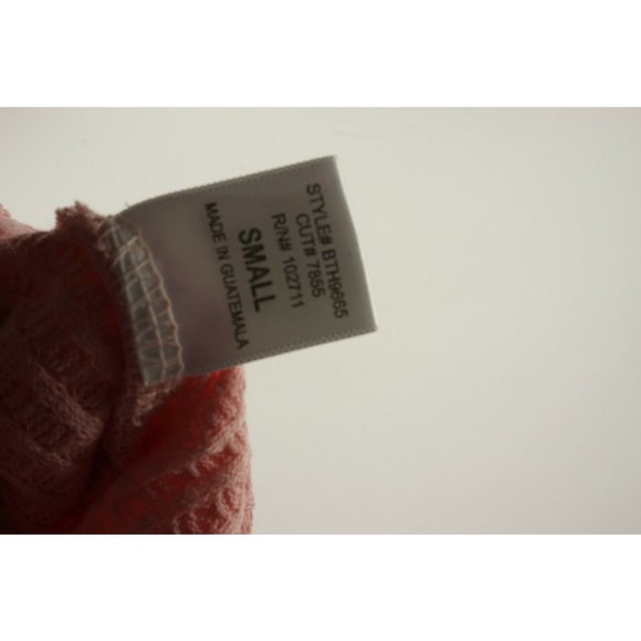 New Gibson Women's Small Pink Brushed Waffle Drape Faux Wrap Surplice V-Neck Top - Picture 9 of 10